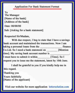 Application For Bank Statement
