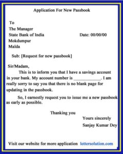 Application For New Passbook