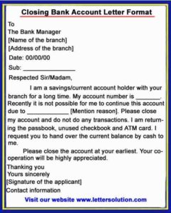 closing bank account letter
